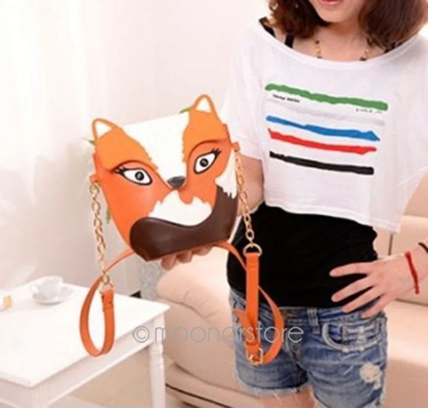 Модные женские туфли кожа Сумки Винтаж Мультфильм crossbody сумка сова лиса на плечо
