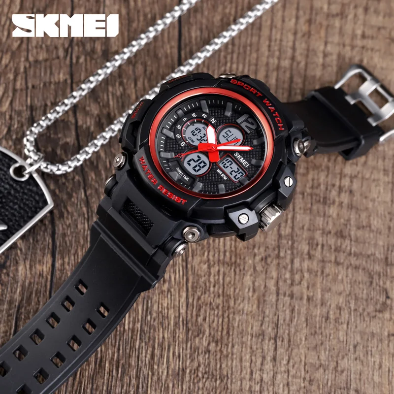 SKMEI Sport Men Watch Dual Display Digital Luminous 5Bar Waterproof 3Time Multl-Function montre homme 1498 Quartz | Наручные часы