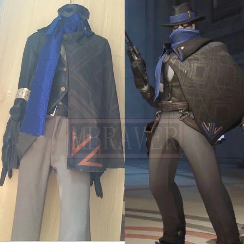 Костюм для косплея OW Jesse McCree костюм на Хэллоуин с золотой + шарф | Тематическая