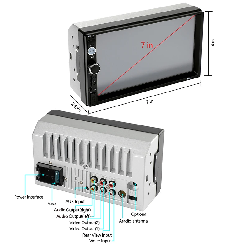 Автомобильный аудиоплеер Bluetooth стерео FM радио автомобильный MP5 7010B SD AUX USB 5 в