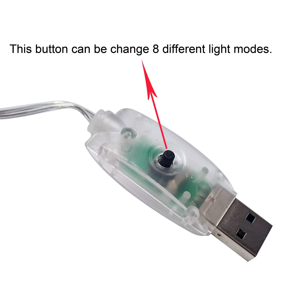 8 изменение режима USB кнопка включения 10 м 100 светодиодов серебряной Медный провод