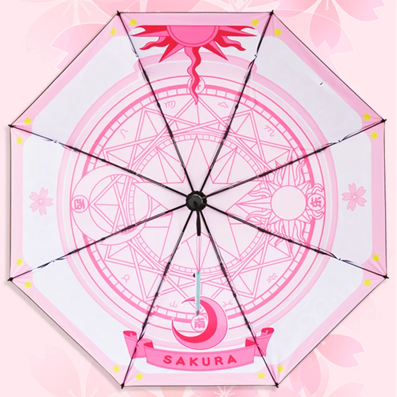Складной зонт Sakura в стиле аниме с черным покрытием для девочек; аксессуары для костюмированной вечеринки; солнцезащитный Зонт; подарки для женщин на день рождения