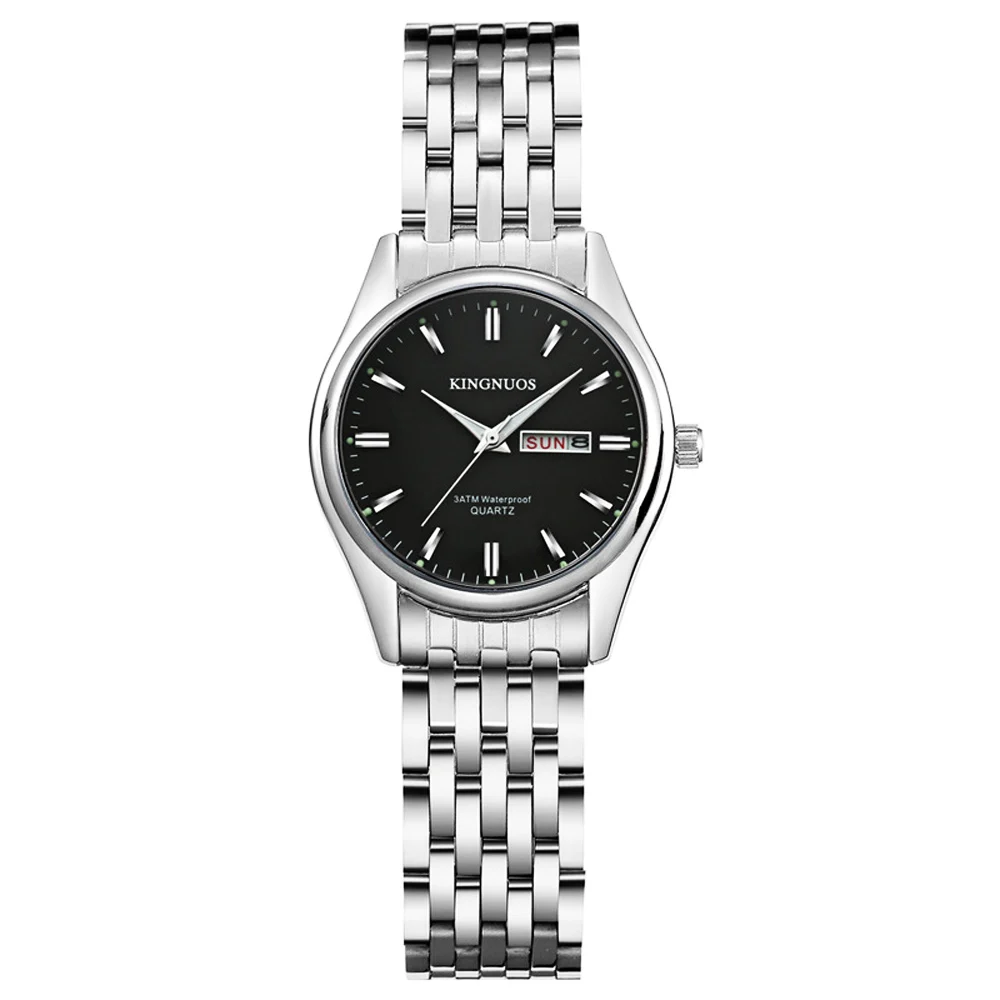 Steel Black Женские наручные часы Kingnuos, брендовые, тип, сталь, светящиеся, Деловые женские часы, кварцевые, Hodinky, часы с датой, женские часы - Цвет: Steel Black
