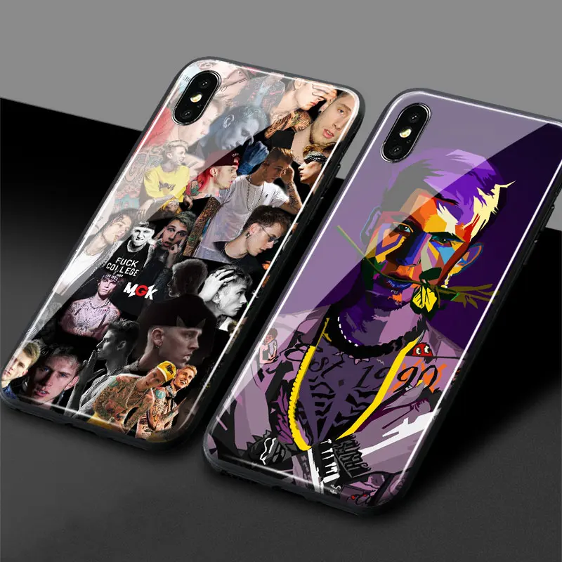 MGK машинный пистолет Kelly коллажи закаленное стекло чехол для телефона Apple iPhone 6 6s 7 8