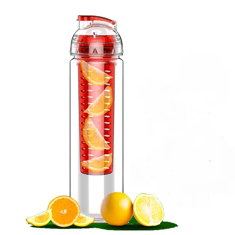 TRANSHOME My Fruit Water Bottle  Fruit Infuser Lemon Cup Juice Water Bottle Health BPA Free Detox Water Bottle Flip Lid