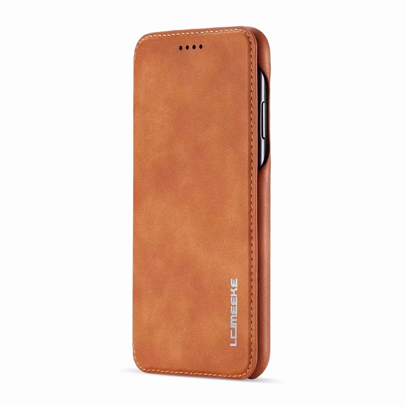 Коричневый Роскошный кожаный флип-чехол для iPhone X XR XS Max чехол держатель для карт кошелек Fundas для iPhone 5 SE 6 6s 7 8 Plus чехол Coque - Цвет: Коричневый