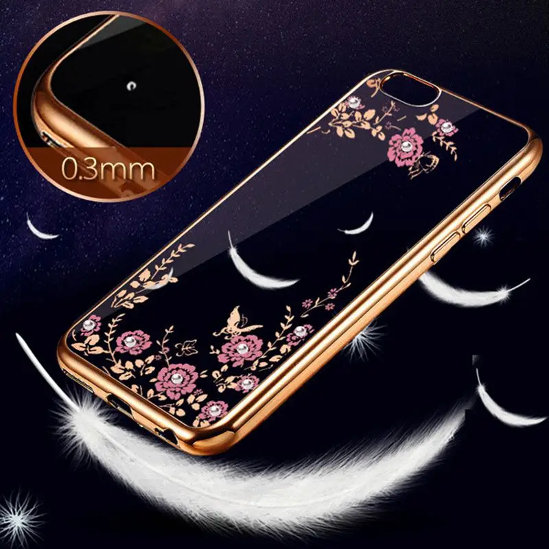Mi3 TPU Silicone Case for Xiaomi 3 / M3 Luxury Glitter Pretty Rhinestone Flower Butterfly Print Back Cover Phone |