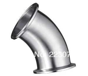 

New arrival Stainless Steel SS304 quick install connector OD 45mm Sanitary Elbow Pipe Fitting 45 Degree 2 pcs/lot