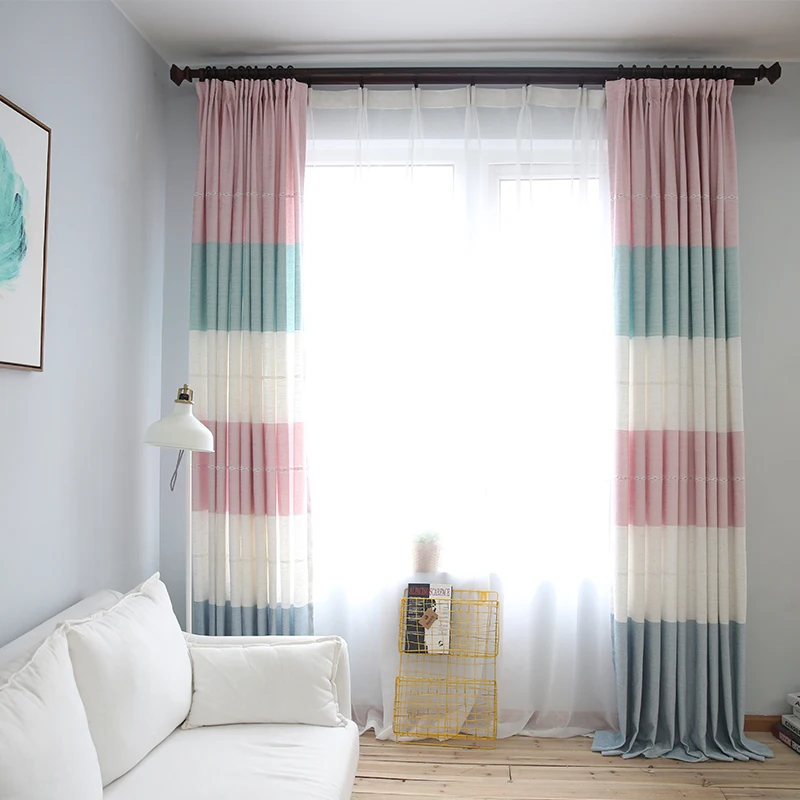 Льняные занавески на окна с принтом в японском и корейском стиле для девочек