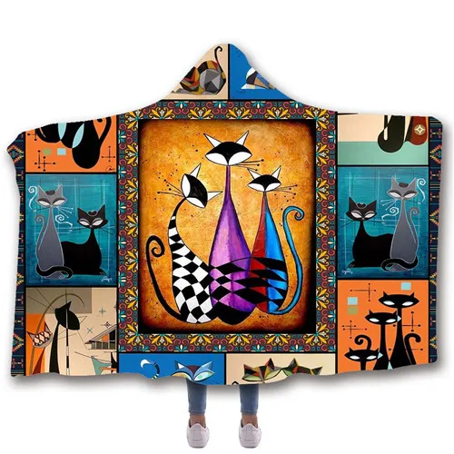 

SOFTBATFY Cat Hooded Blanket Fleece Throw Blanket Dropshipping