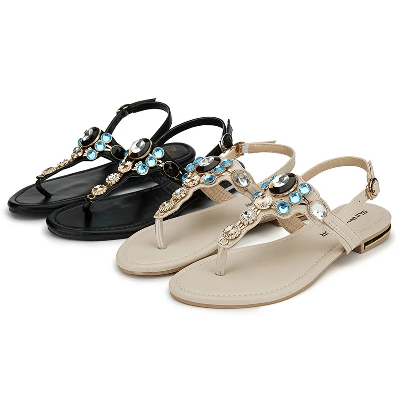 2018 лето новый алмаз носком сандалии женские нескользящие туфли на плоской