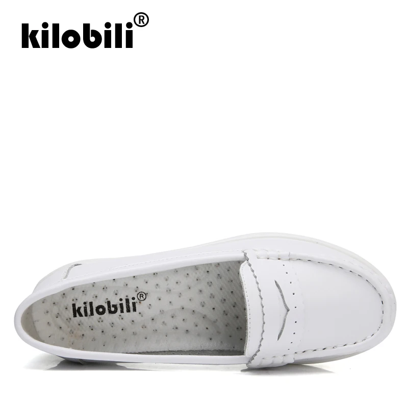 Kilobili/2019 весенние женские лоферы из натуральной кожи Повседневные балетки на