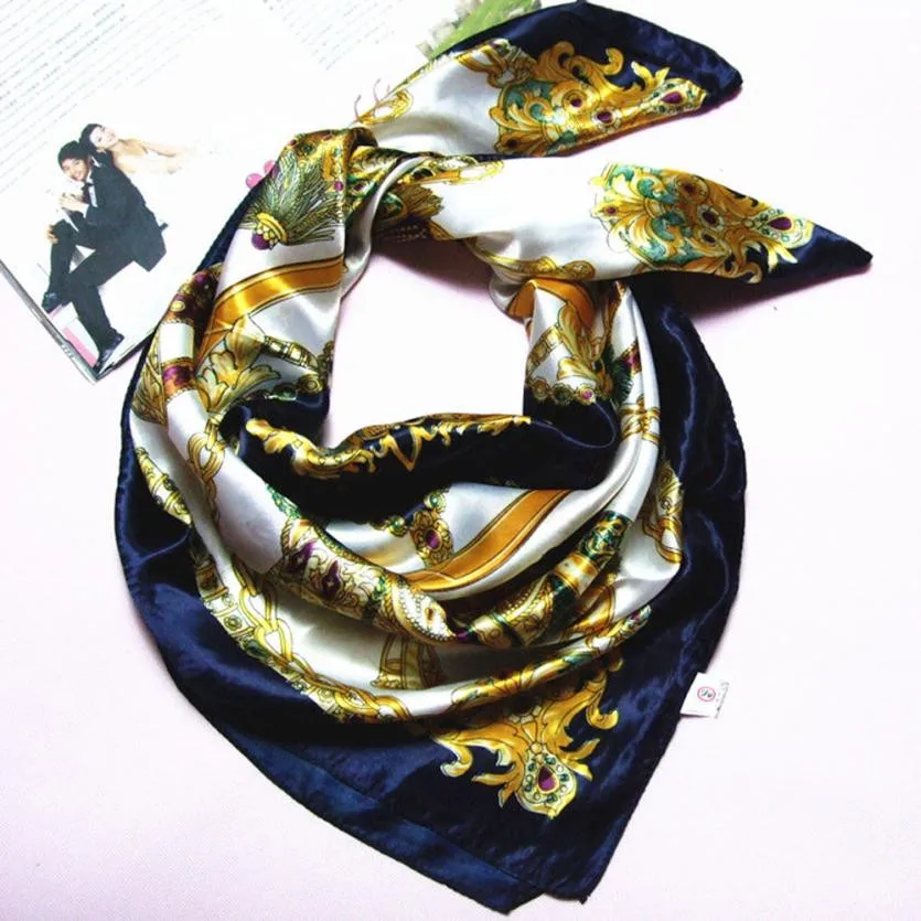 Модный женский квадратный шарф из искусственного шелка большой размер 90x90 см