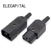 5 pair new diy 10a 250v black iec c13 c14 female male plug rewirable power connector 3 pin ac socket