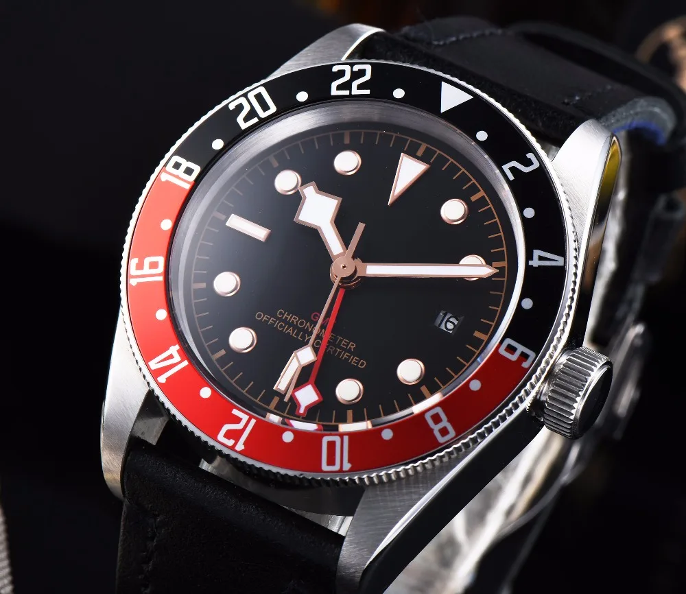 41 мм Corgeut водонепроницаемые часы сети GMT руки сапфировое стекло Роскошные
