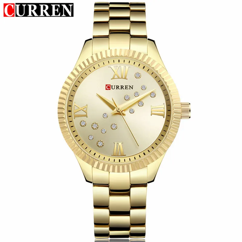 Relogio feminino роскошные Брендовые женские часы Curren золотые ювелирные изделия из