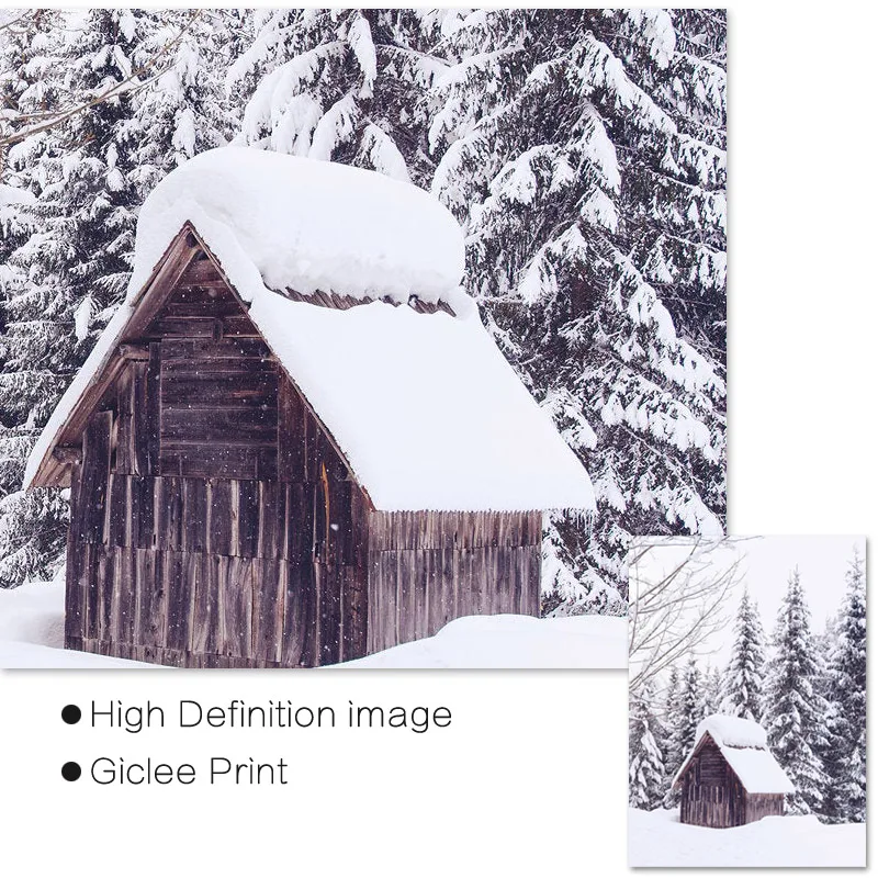 Christmas Wall Decor Winter Wall Art Prints Snow Covered Pine Trees Moose Reindeer Canvas Painting Wall Pictures for Room Decor
