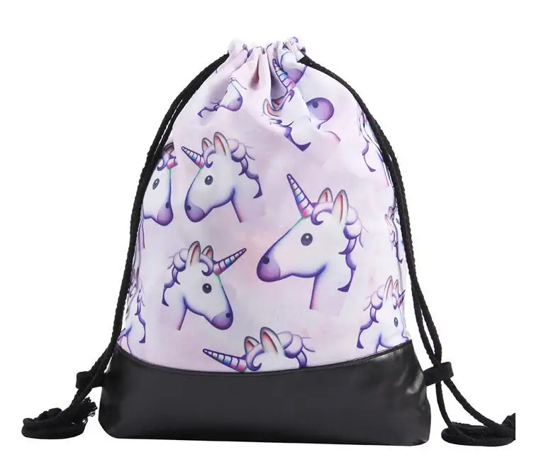 

1 шт. лоскутное полиэстер + подошва из Сумка-кисет 3D печати Единорог Mochila Feminina рюкзак на каждый день для девочки распылитель ранцевого типа дл...