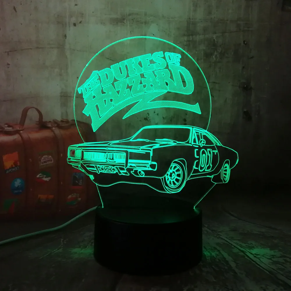 Новинка, 3D светодиодный ночной Светильник Hazzard для автомобиля, настольная лампа, Mesa infantil Noche, USB, сенсорный, для спальни, градиентный, для дома, вечерние, для декора, иллюзия лавы
