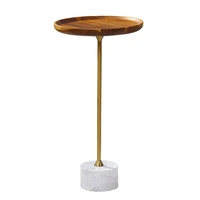 deluxe oak wood tray end table living room furniture marble base round side table small coffee table
