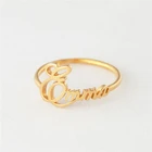 Мужское и женское кольцо, персонализированные кольца с закругленными углами, подарки на Рождество, украшения из нержавеющей стали золотого и серебряного цвета