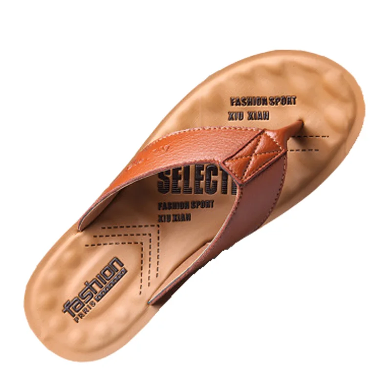 Брендовая Летняя обувь пляжные сандалии мужские Вьетнамки тапки из кожи пу на