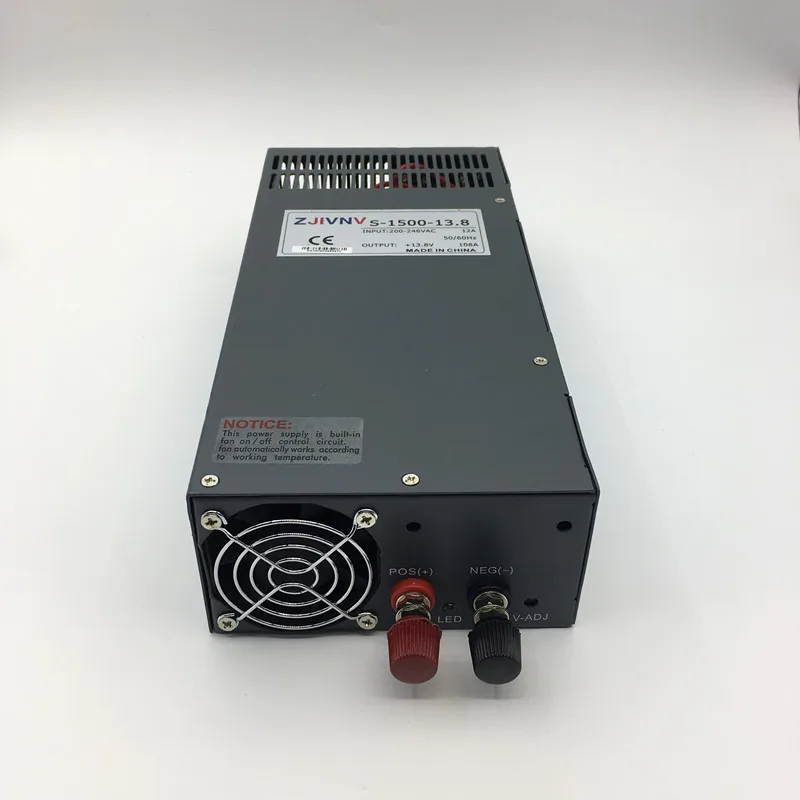 S-1500-13.8V импульсный источник питания 1500W 13,8 V 108A, одиночный выход Ac Dc источник питания, AC110V/220 V трансформатор к DC 13,8 V