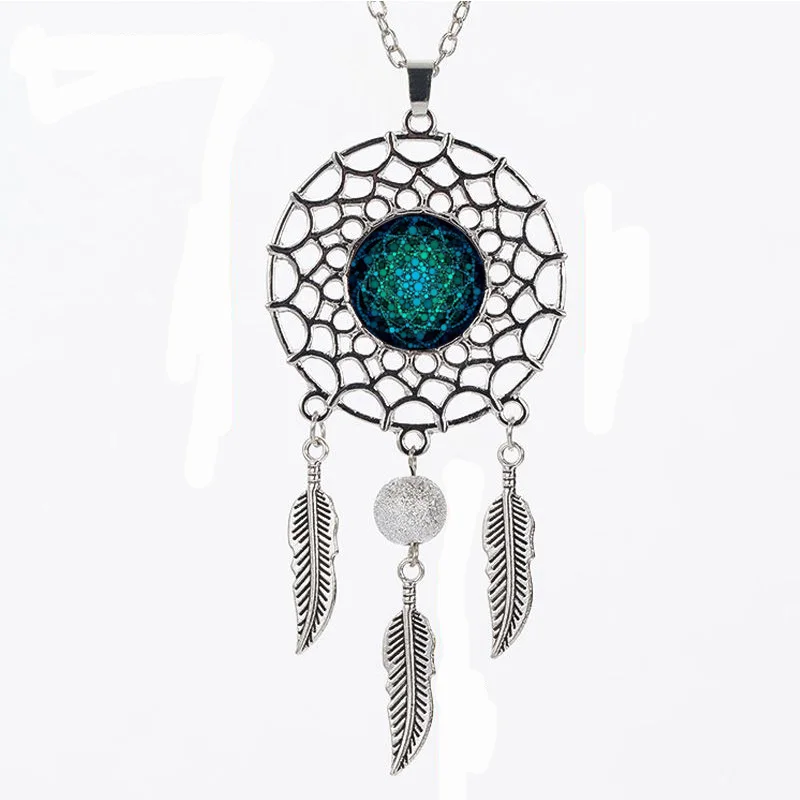 SUTEYI кулон цветок жизни ожерелье Мандала Сакральная Геометрия стекло ожерелья с