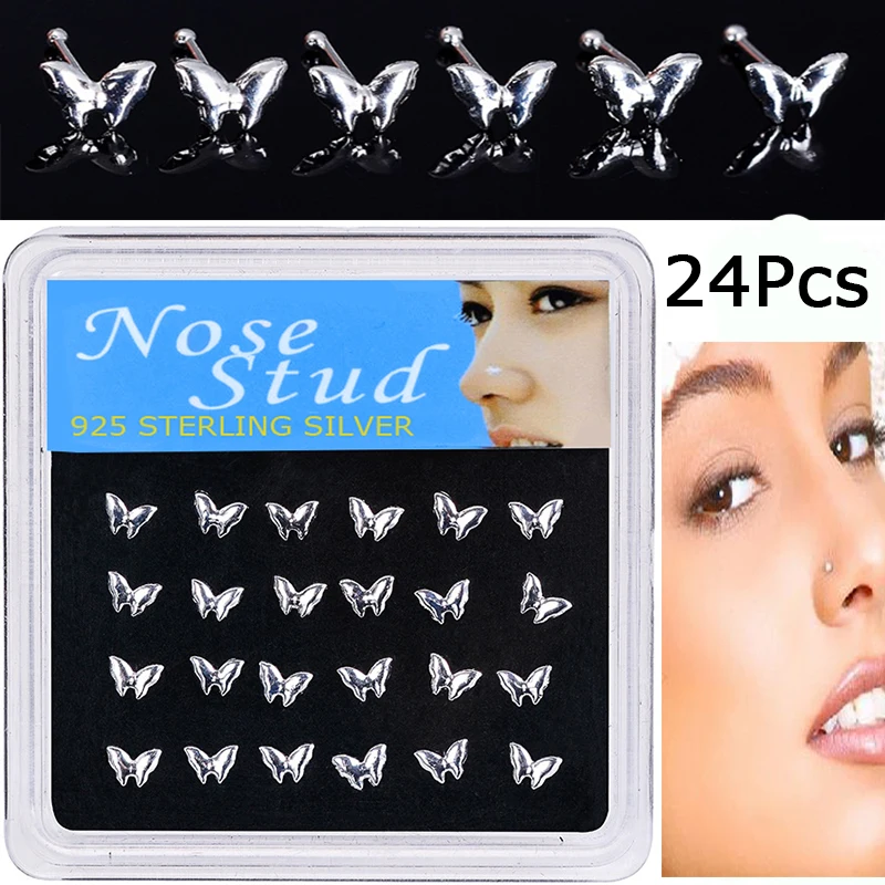 Женское украшение для пирсинга тела 24 шт./лот бриллиантовое Серебряное носа
