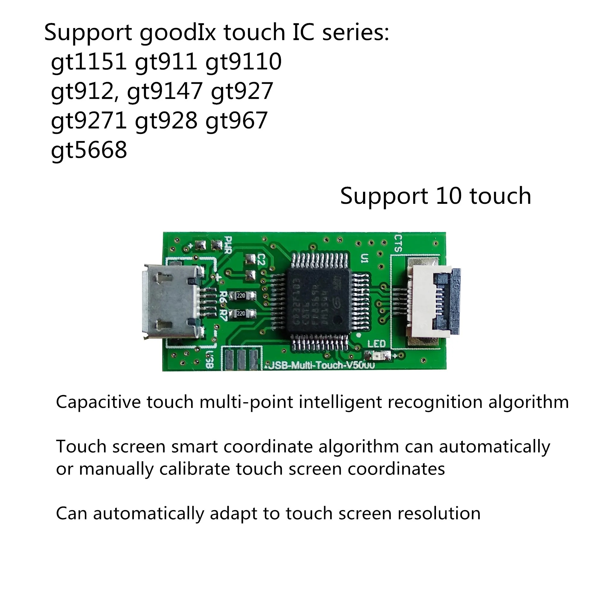 Для емкостного сенсорного контроллера Goodix I2C/USB плата GT1151 GT911 GT915 GT9110 GT912 GT9147 GT9157