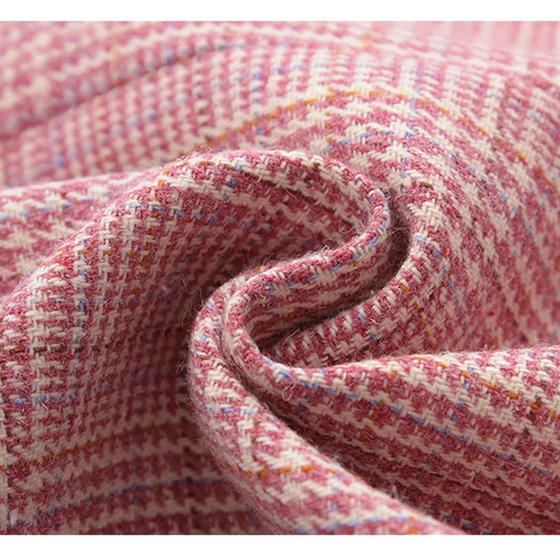 Возможно U Розовый Серый клетчатый пиджак с длинным рукавом двубортный свободный