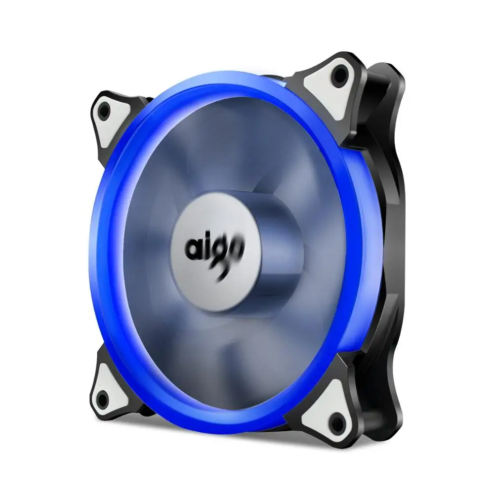 Blue Aigo Halo светодиодный вентилятор для компьютера 120 мм, ультра бесшумный чехол, вентилятор, радиатор, Охлаждающий радиатор, 4pin+ 3 Pin PC cpu, чехол для компьютера, вентилятор - Цвет лезвия: Blue