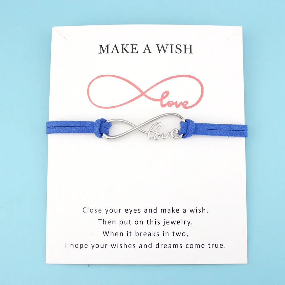 Регулируемые браслеты для подружек невесты с карточкой и надписью Make a Wish |