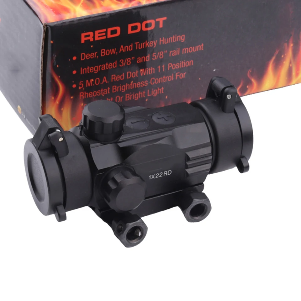 

1x22 RD Red Dot Sight Scope Multi-coated Len Button-type Sight Adjustable Brightness Fit 20mm Weaver Rail for Hunting