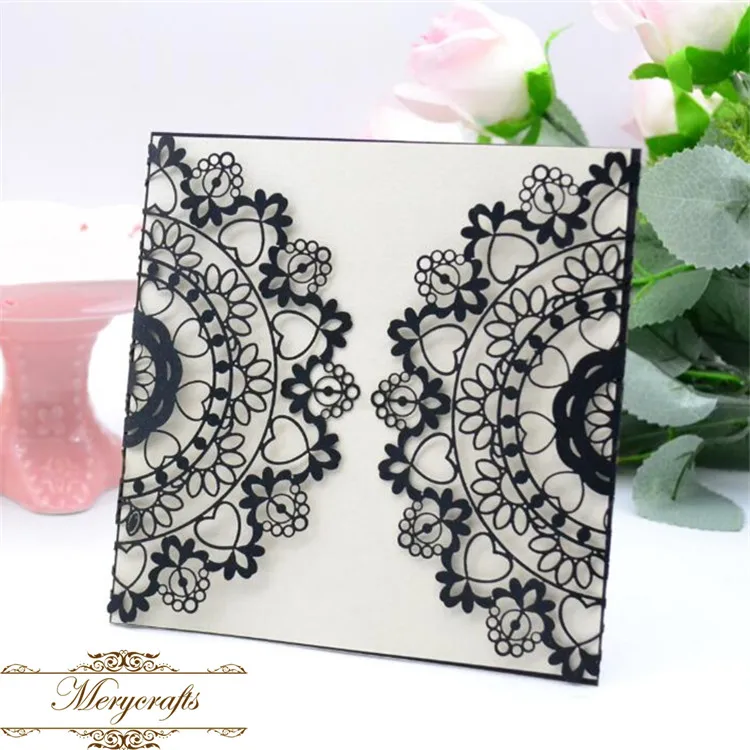 50 штук последние красивые свадебные открытки дизайн лазерная резка красные