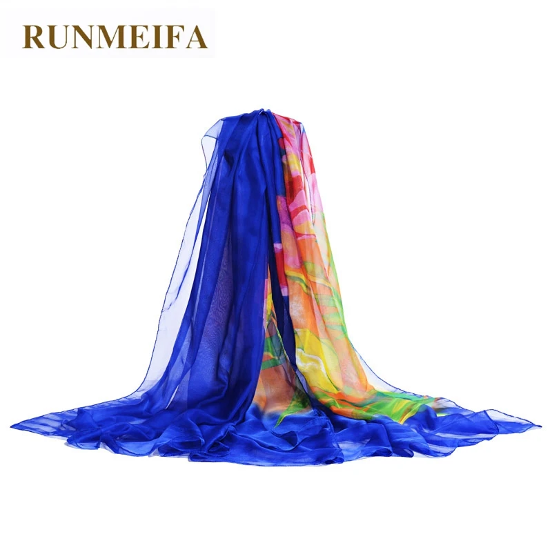 RUNMEIFA Шифоновый Шарф парео Летний шифоновый шелковый шарф с цветочным принтом