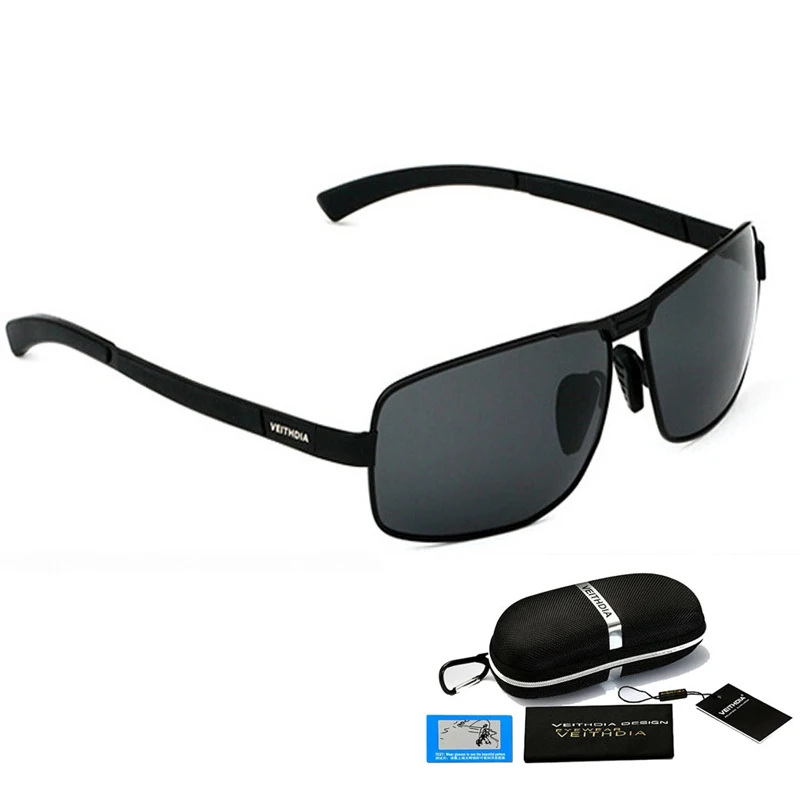 black with PB VEITHDIA UV400, мужские поляризованные солнцезащитные очки, фирменный дизайн, очки для вождения, солнцезащитные очки, аксессуары, oculos de sol masculino YD2490 - Цвет линз: black with PB