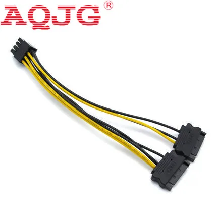 

Кабель питания для видеокарты 20 см, 15pin SATA Male к PCI-E 8Pin Male, PCIe PCI Express, графическая карта для майнинга биткоинов BTC