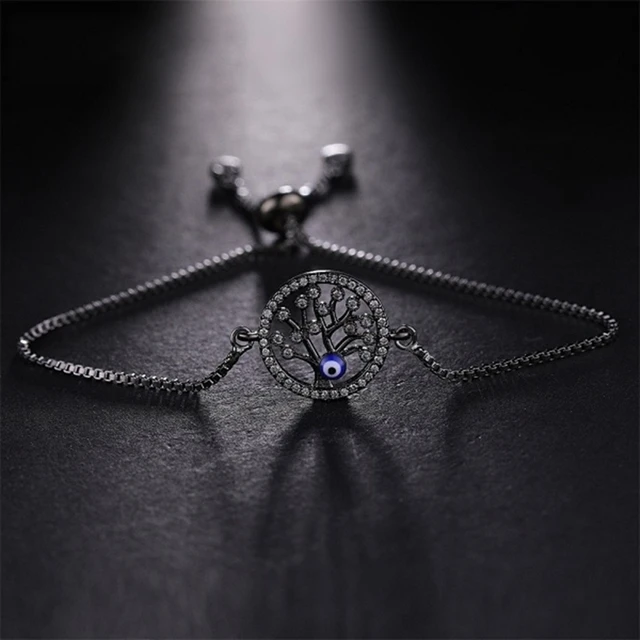 Metal Black Новое поступление, ювелирные изделия, золото/серебро/розовое золото/черное дерево жизни, сглаза, браслеты для женщин и мужчин, браслеты с подвесками - Окраска металла: Metal Black