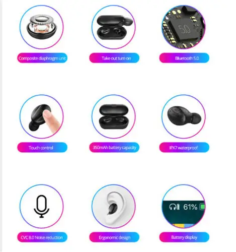 Bluetooth 5 0 гарнитура TWS беспроводные наушники Близнецы 5D стерео наушники|Наушники и