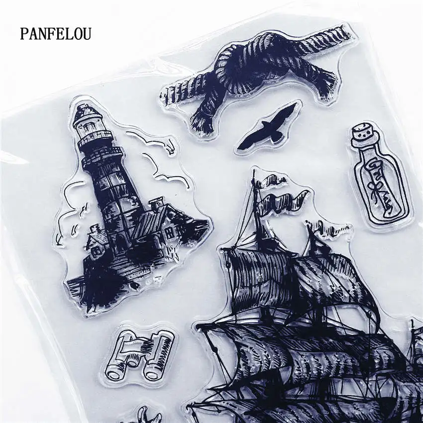 Прозрачный силиконовый штамп PANFELOU с призрачным кораблем/печать сделай сам для