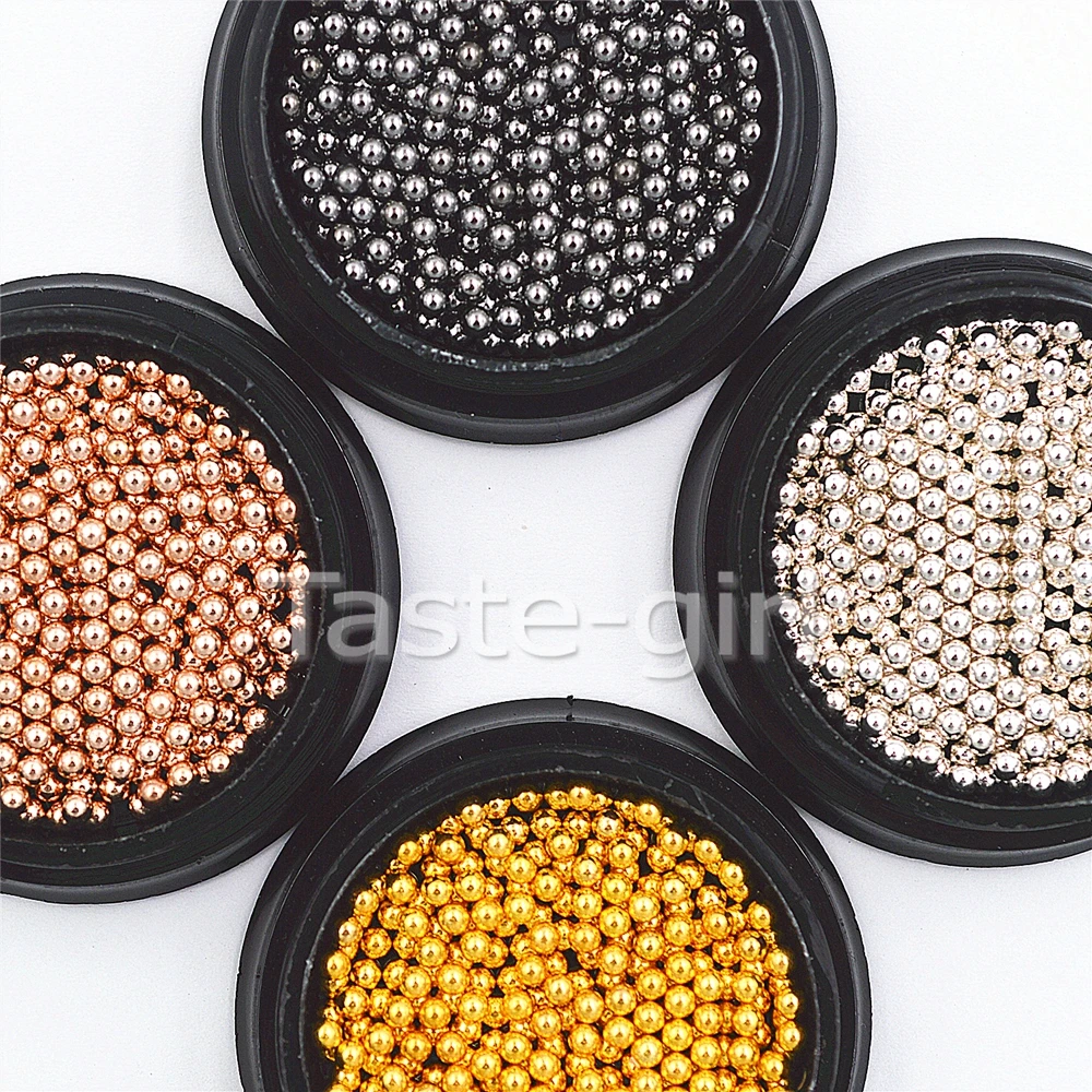 2 коробки Сталь бусины шпильки для ногтей цвета: золотистый серебристый розово