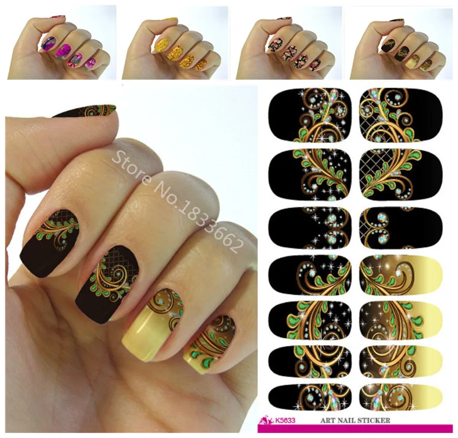 K633 Новая мода вода передача фольги ногтей наклейки все виды nail art дизайн шаблоны