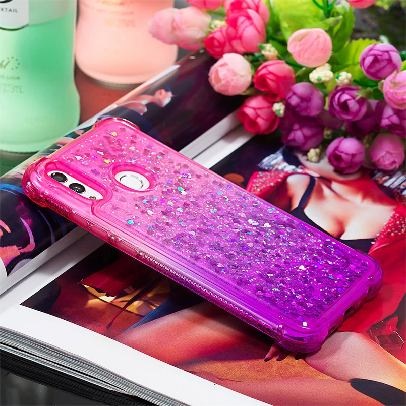 Liquid Glitter Phone Cases For Huawei P Smart 2019 Soft Dynamic Quicksand Back Cover |
