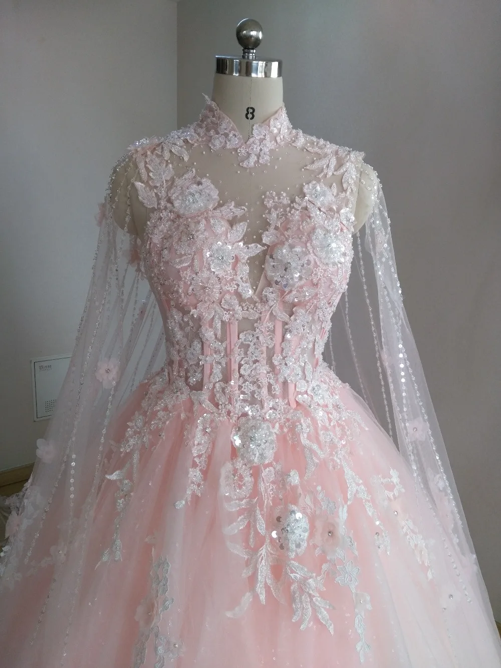 AOLANES/элегантное кружевное вечернее платье с высоким воротом длинное свадебное