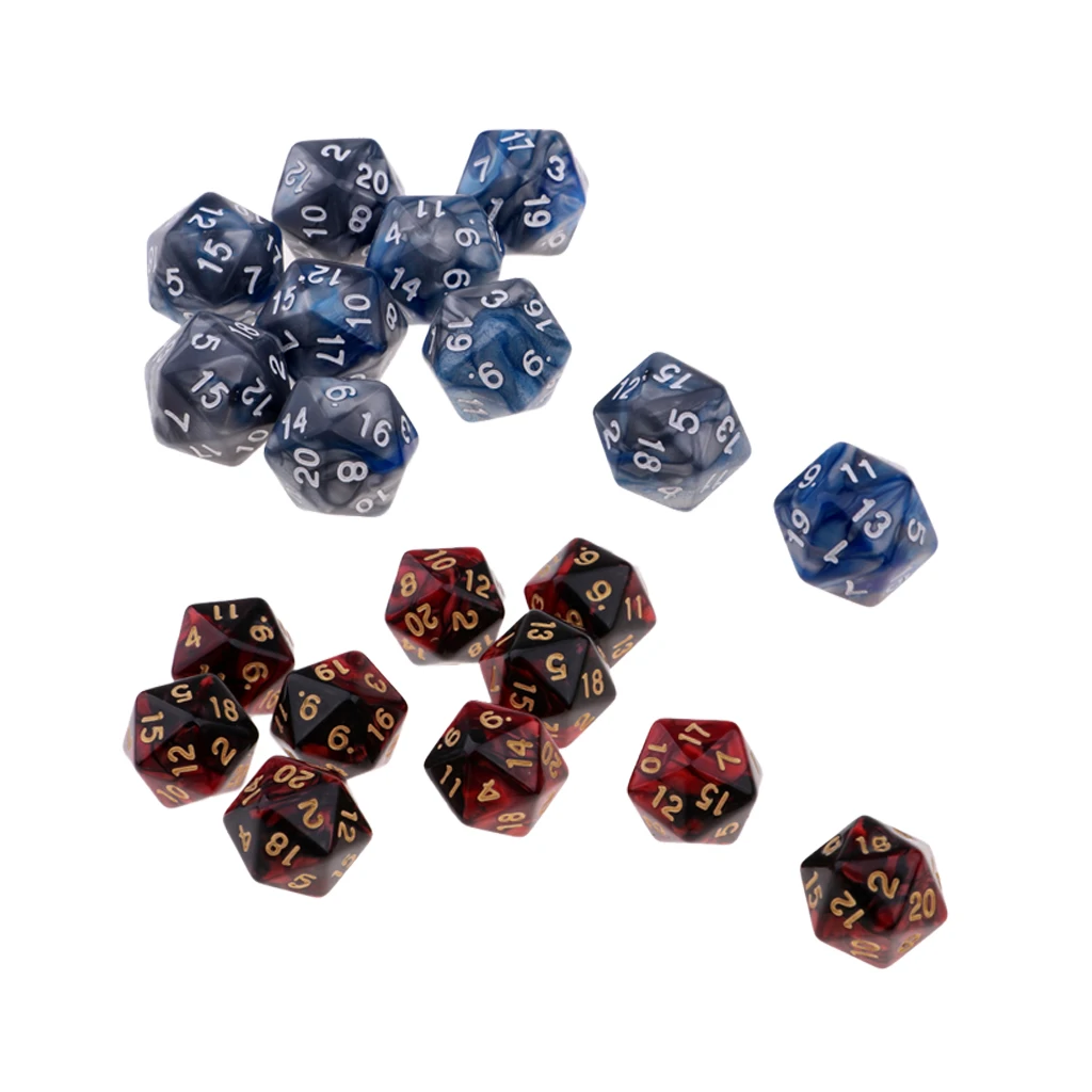 20 шт многогранные кости D20 двухсторонние набор для DND ролевые игры настольные