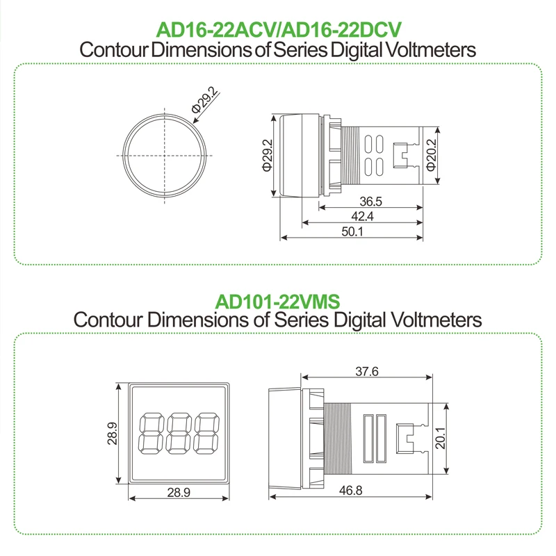 22 мм светодиодный цифровой дисплей Вольтметр с AC 60 500 В DC6 100V Индикатор сигнальная