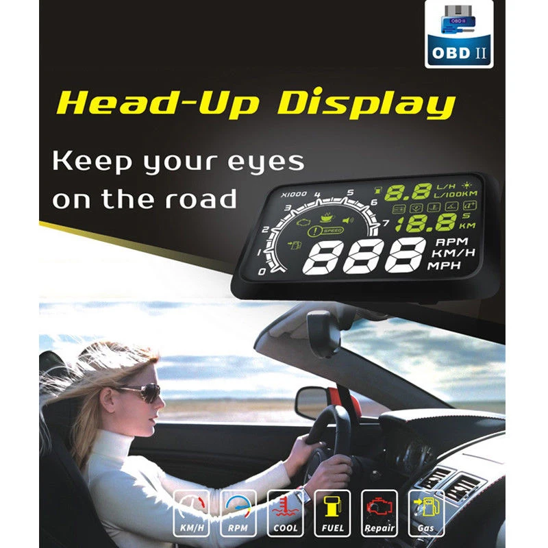 Автомобильный HUD Дисплей параметров OBD компьютер для вождения температура воды