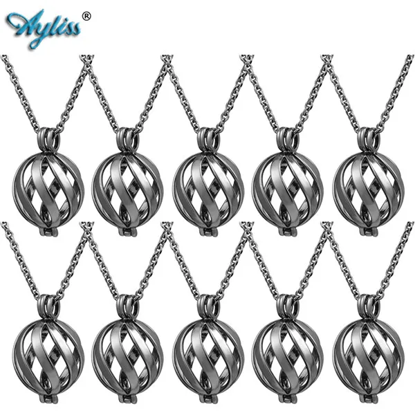10x Black Pendant Ayliss 6 вулканический камень/7 Чакра Мяч эфирные масла диффузор цепочки и ожерелья серебряный тон ароматерапия открываемые медальон кулон цепочки и ожерелья - Окраска металла: 10x Black Pendant