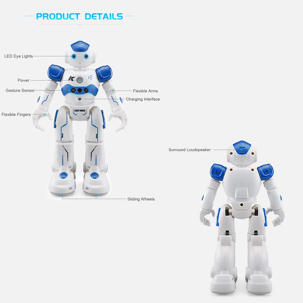 JJR/C JJRC R2 CADY WINI Intelligent Programming Gesture Control Robot RC Toy Gift for Children Kids Entertainment Music | Игрушки и